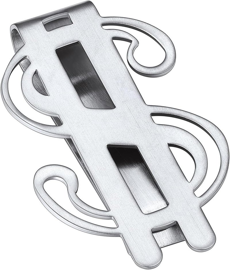 ChainsHouse Stainless Steel Money Clip Slim Wallet Credit Business Card Holder for Men, Wallet Charms Gift for Father Dad Husband - Image 1